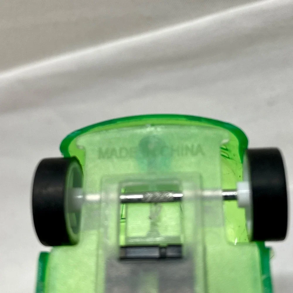 Vintage Pull Back Toy Car Green Clear See Through Body + Rubber Tires EUC